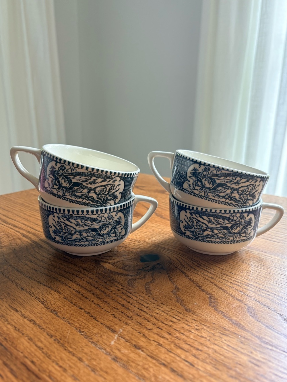 Vintage Currier & Ives Tea Cups - Set of 4